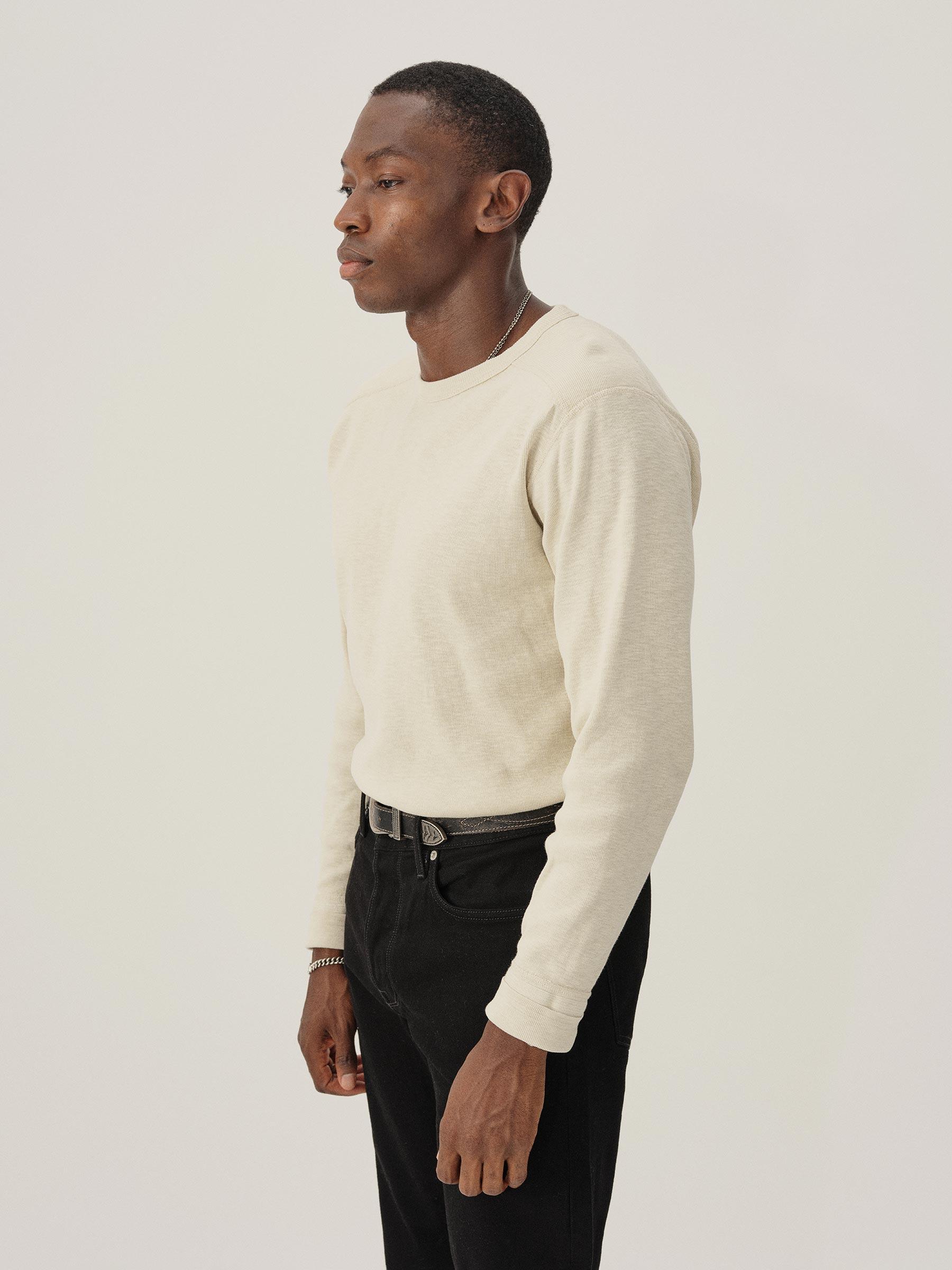 Worn White Sidewinder Rib L/S Crew Product Image