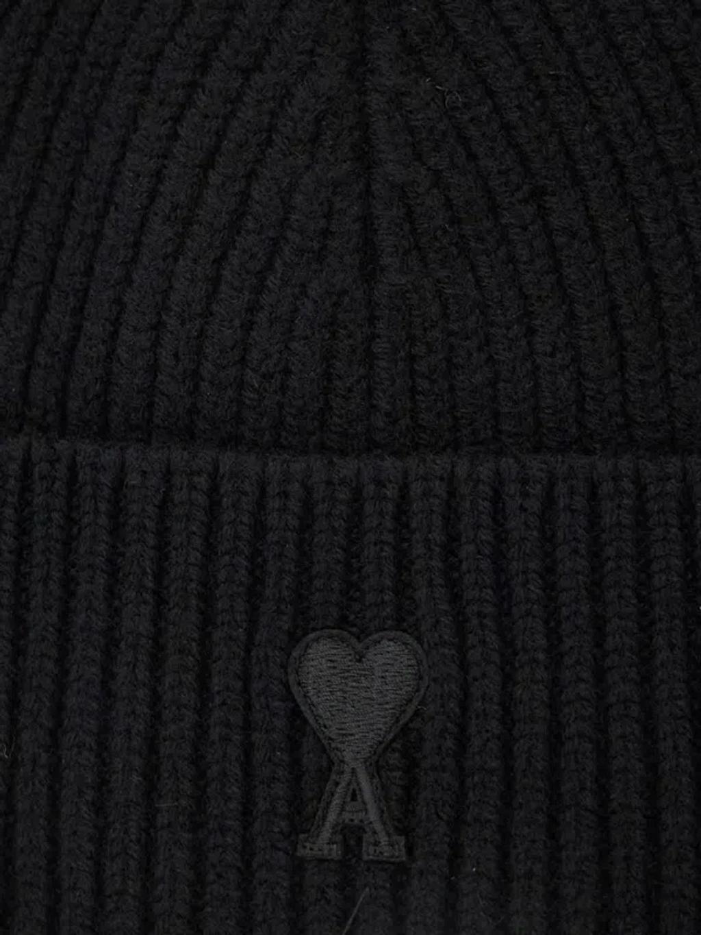 AMI ALEXANDRE MATTIUSSI Ami Paris Ami De Coeur Black Wool Hat Men Product Image