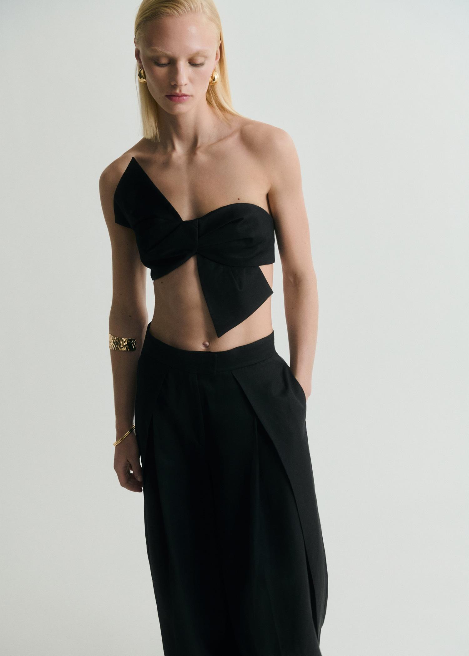 Wide leg pleated pants - Women | MANGO USA Product Image