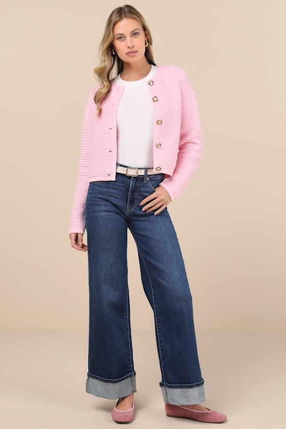 Coziest Chic Pink Textured Cardigan Product Image