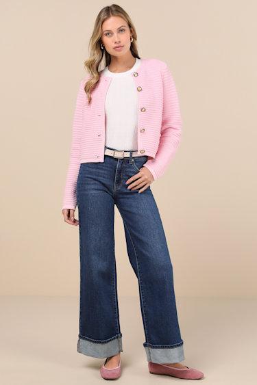 Coziest Chic Pink Textured Cardigan Product Image