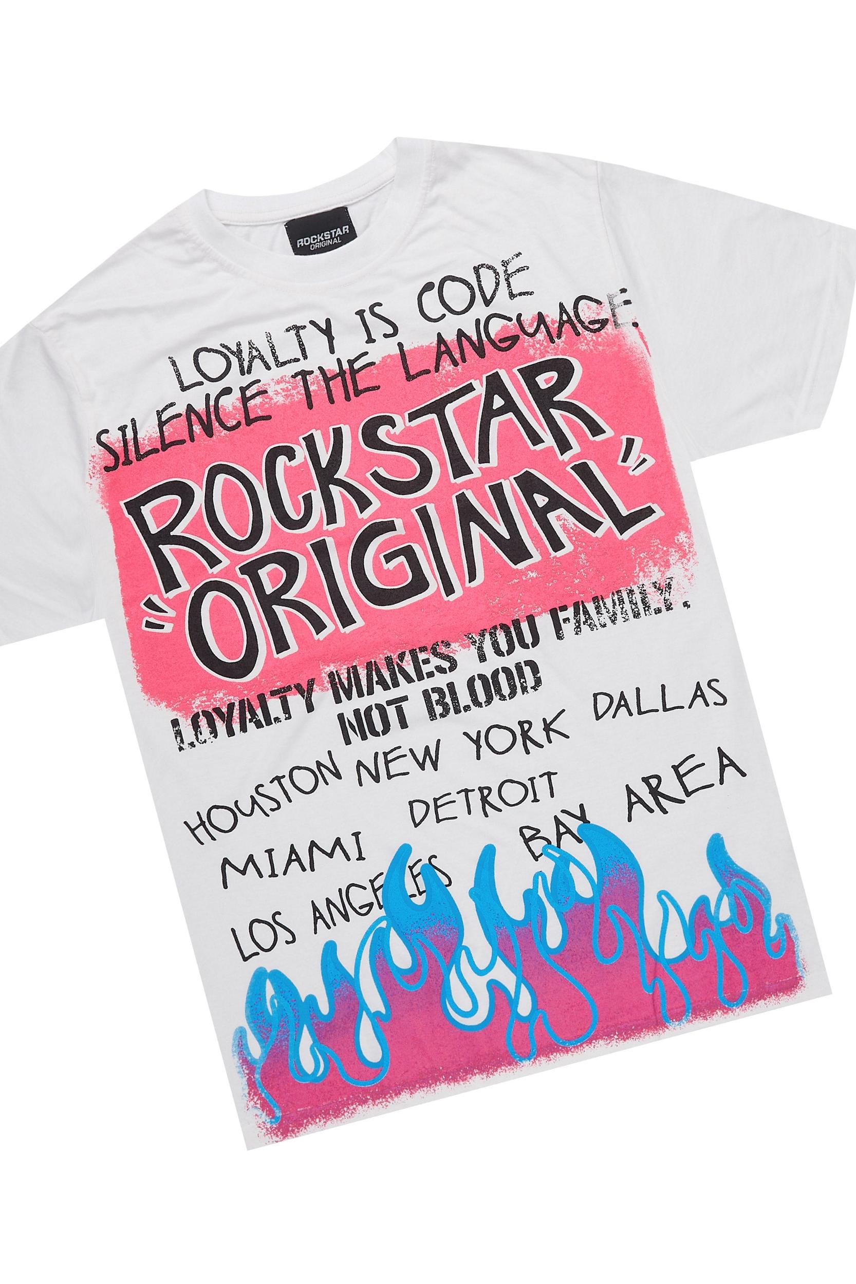 Beno White/Pink T-Shirt/Raw Edge Short Set Male Product Image