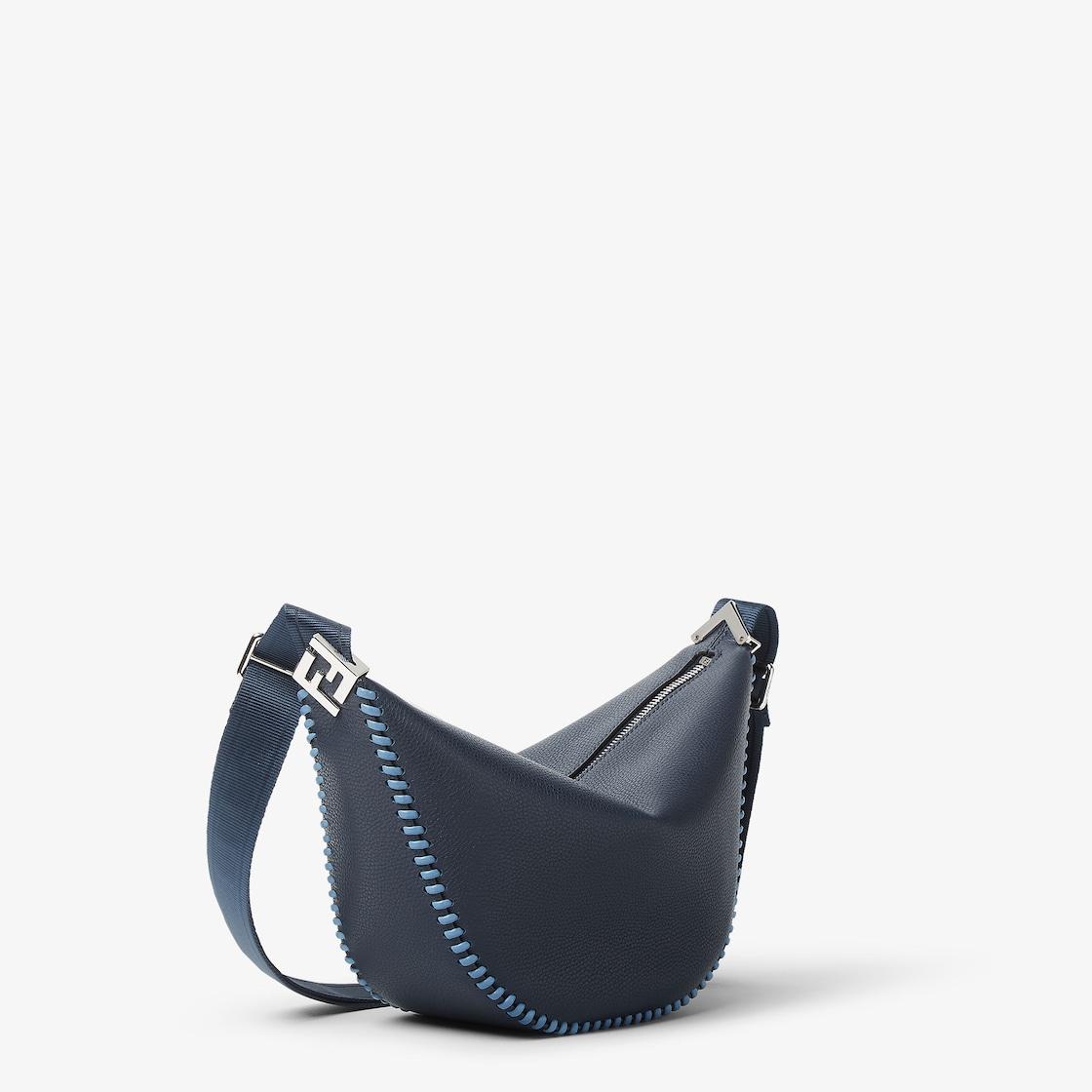 Fendi Roma Leather Fendi Melon SmallDark blue leather bag with threading Product Image