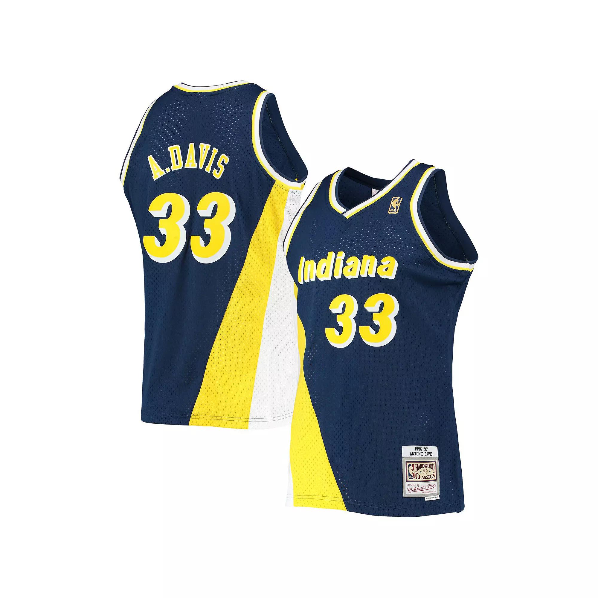 Men's Mitchell & Ness Antonio Davis Navy Indiana Pacers 1996-97 Hardwood Classics Swingman Jersey, Size: Small, Blue Product Image
