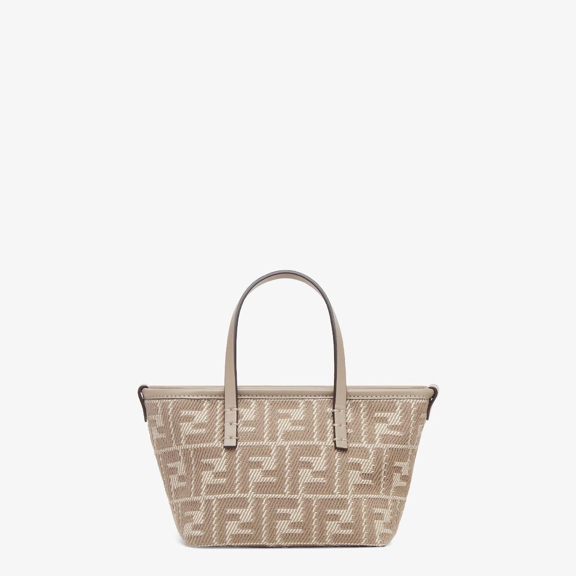 Roll MiniDove gray denim-effect FF jacquard mini-bag Product Image