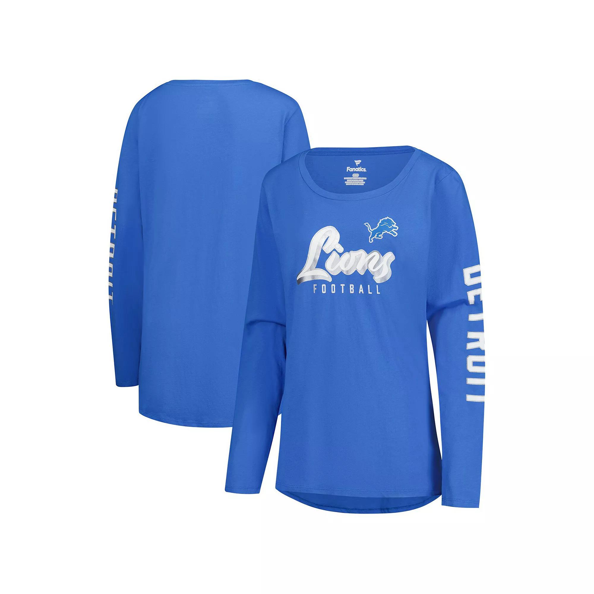 Women's Fanatics Blue Detroit Lions Cheerleader Long Sleeve T-Shirt, Size: 2XL Product Image