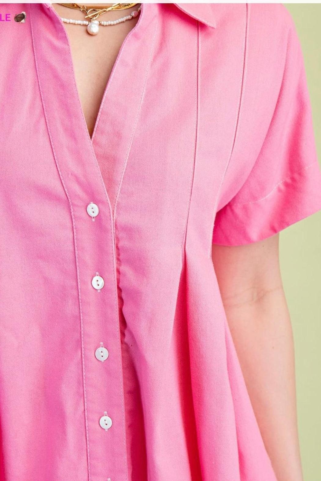 Top,pleated Button Down Product Image