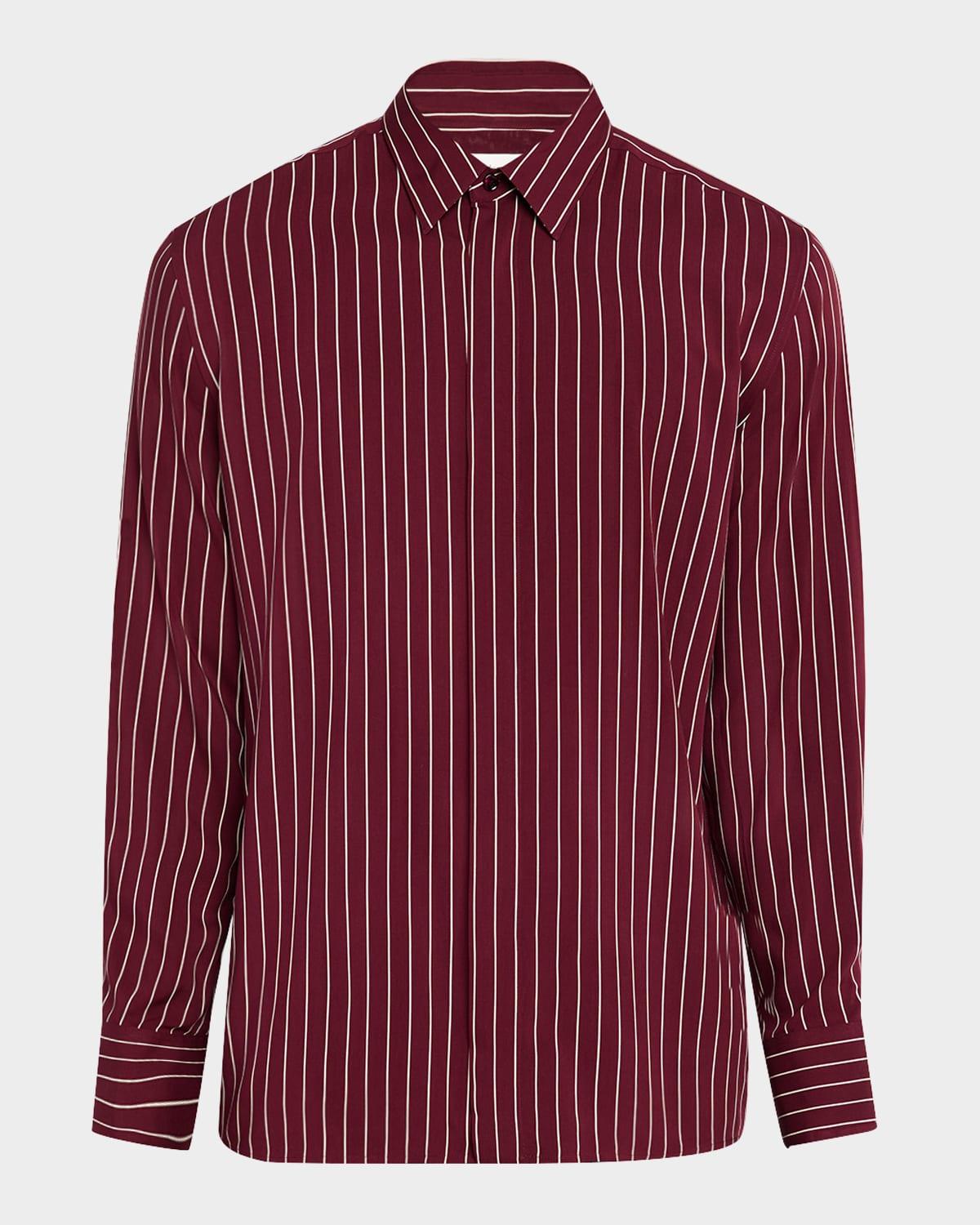 Men's Vertical Stripe Silk Sport Shirt Product Image