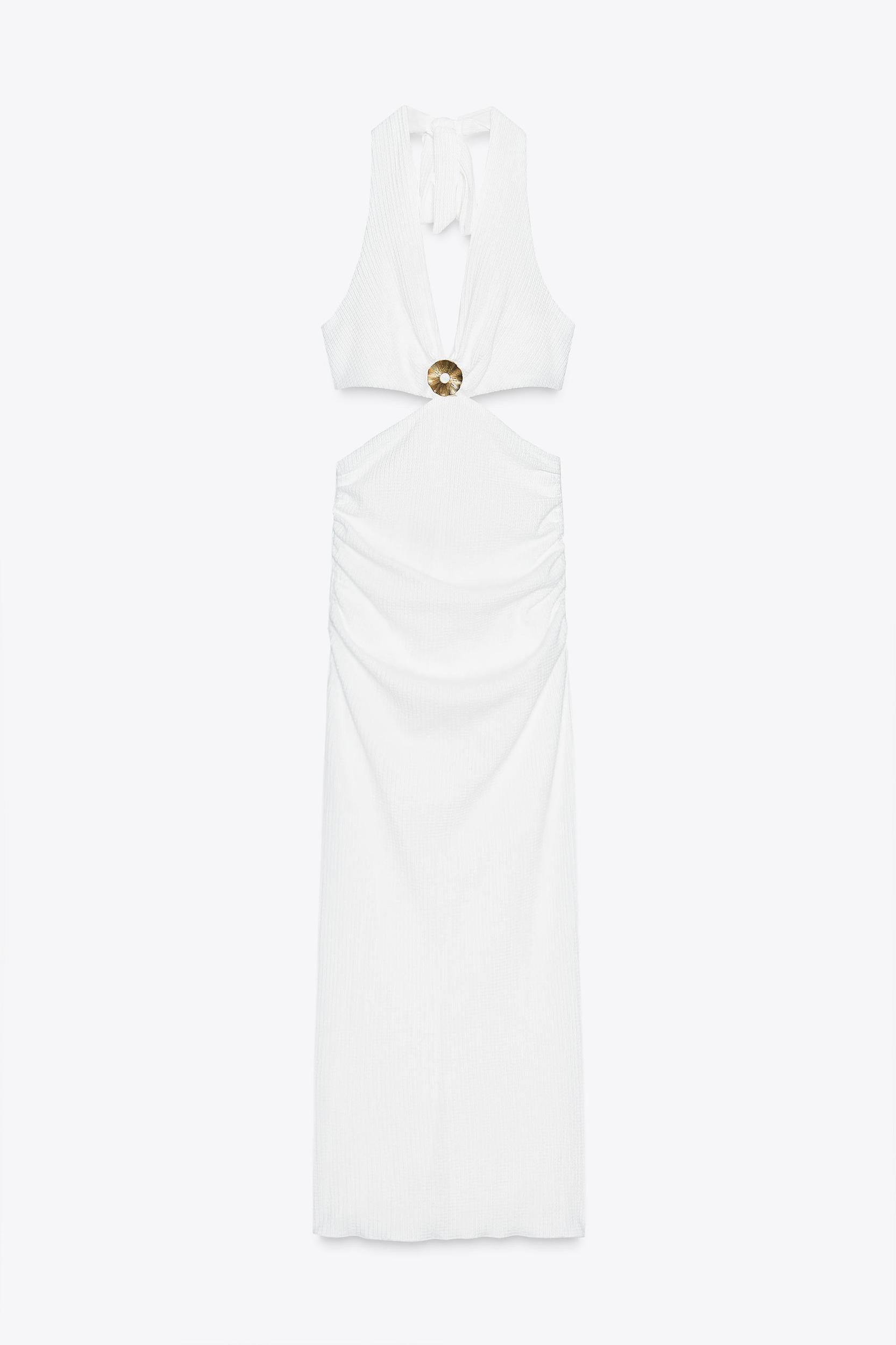 BEADED TEXTURED MIDI DRESS Product Image