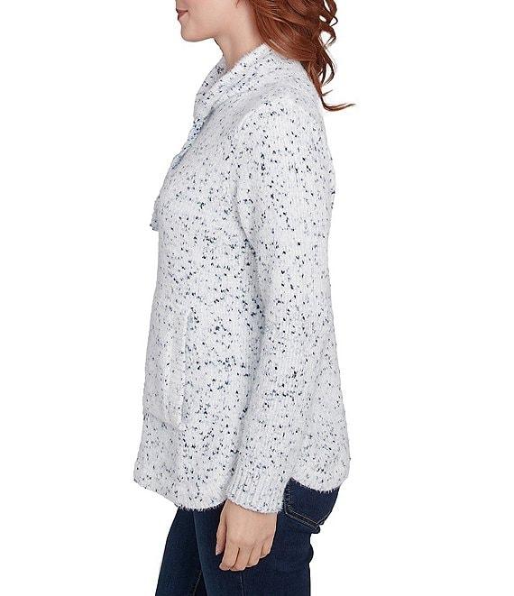 Ruby Rd. Eyelash Knit Mock Neck Long Sleeve Kangaroo Pocket Sweater Product Image