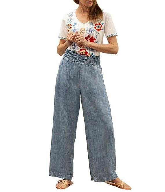 Karyn Seo Smocked Waist Wide Leg Pants Product Image