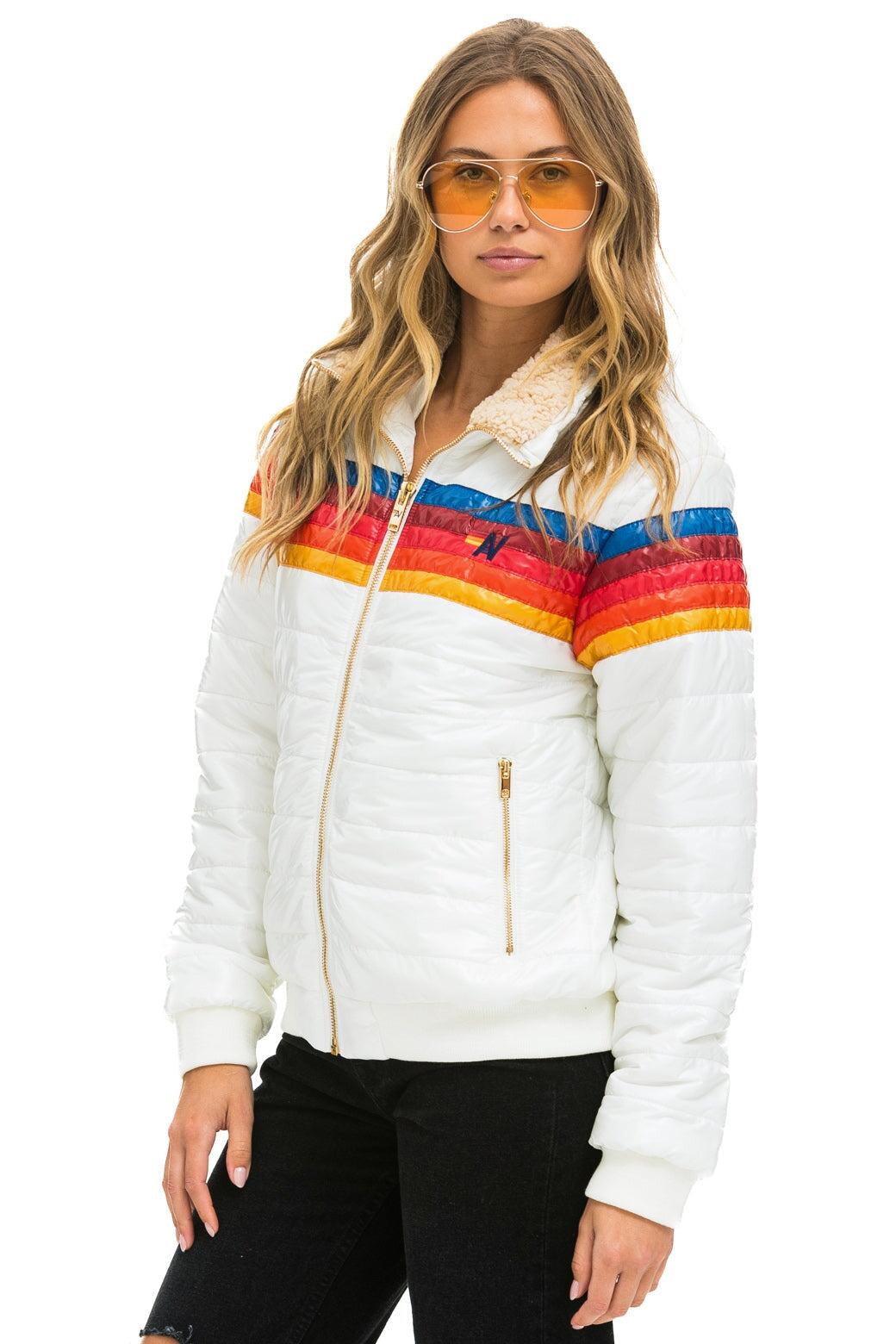 5 STRIPE JACKET -  WHITE GLOSSY Female Product Image