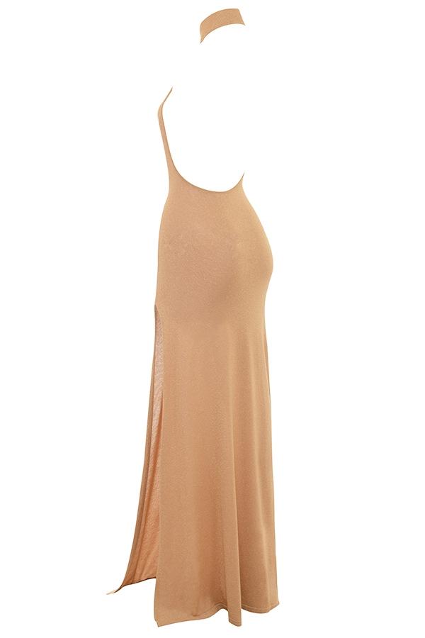 Selia  gold knit maxi dress Product Image