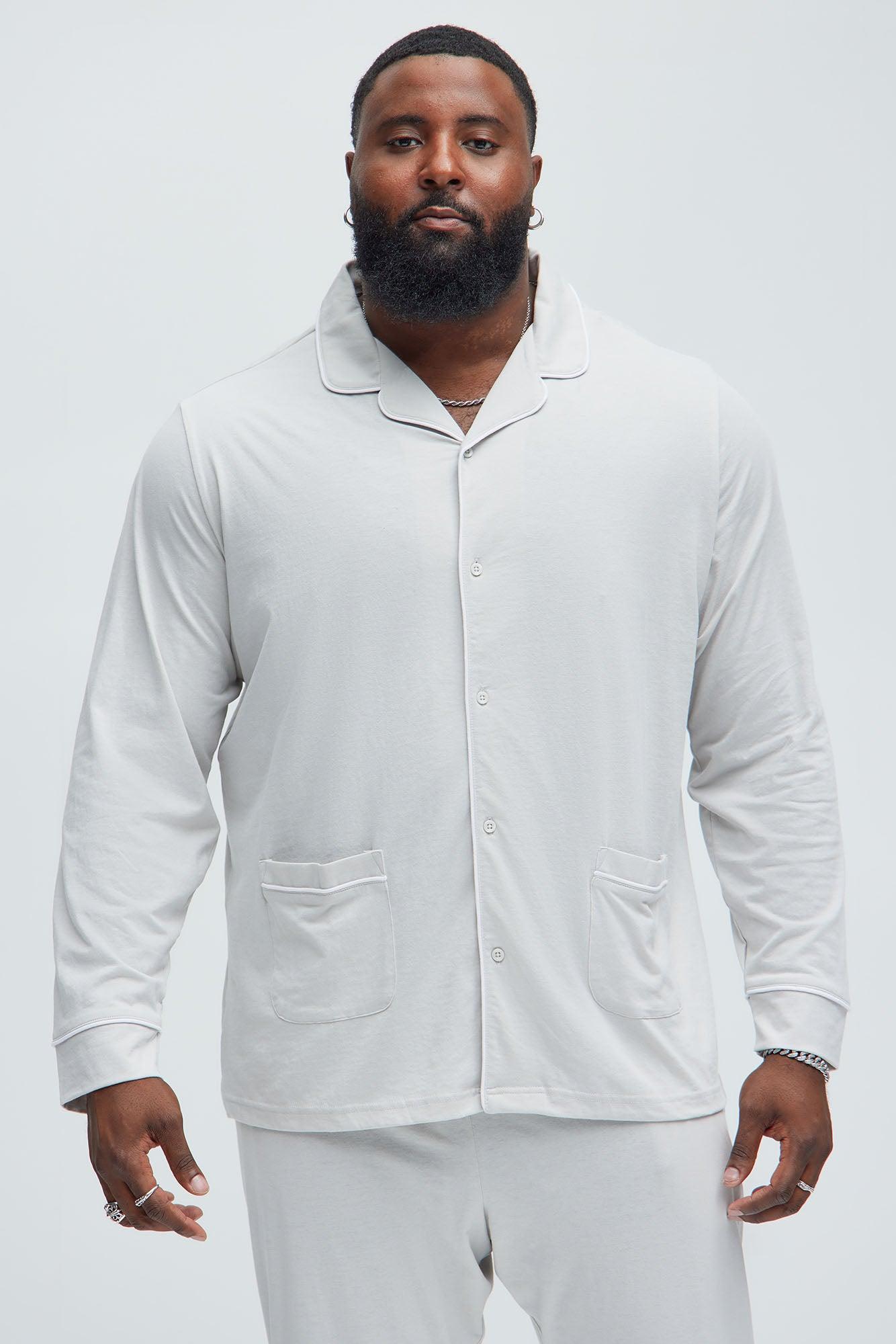 Modern Relaxed Pajama Long Sleeve - Grey Product Image
