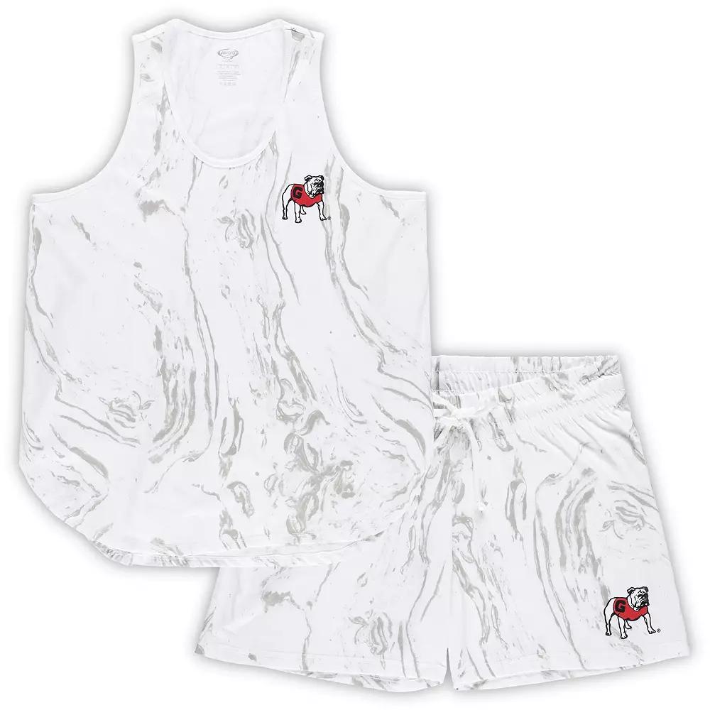 Women's Profile White Georgia Bulldogs Plus Size Marble Tank and Shorts Set, Size: 3XL Product Image