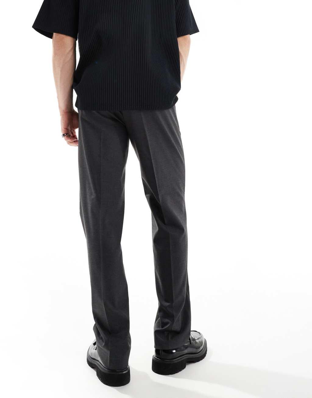 ASOS DESIGN straight leg pants in dark charcoal Product Image