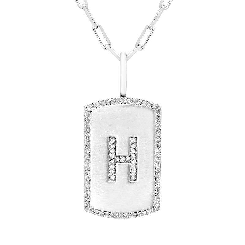 It's Personal Initial Sterling Silver & 1/4 Carat T.W. Diamond Dog Tag Necklace, Women's,  Product Image