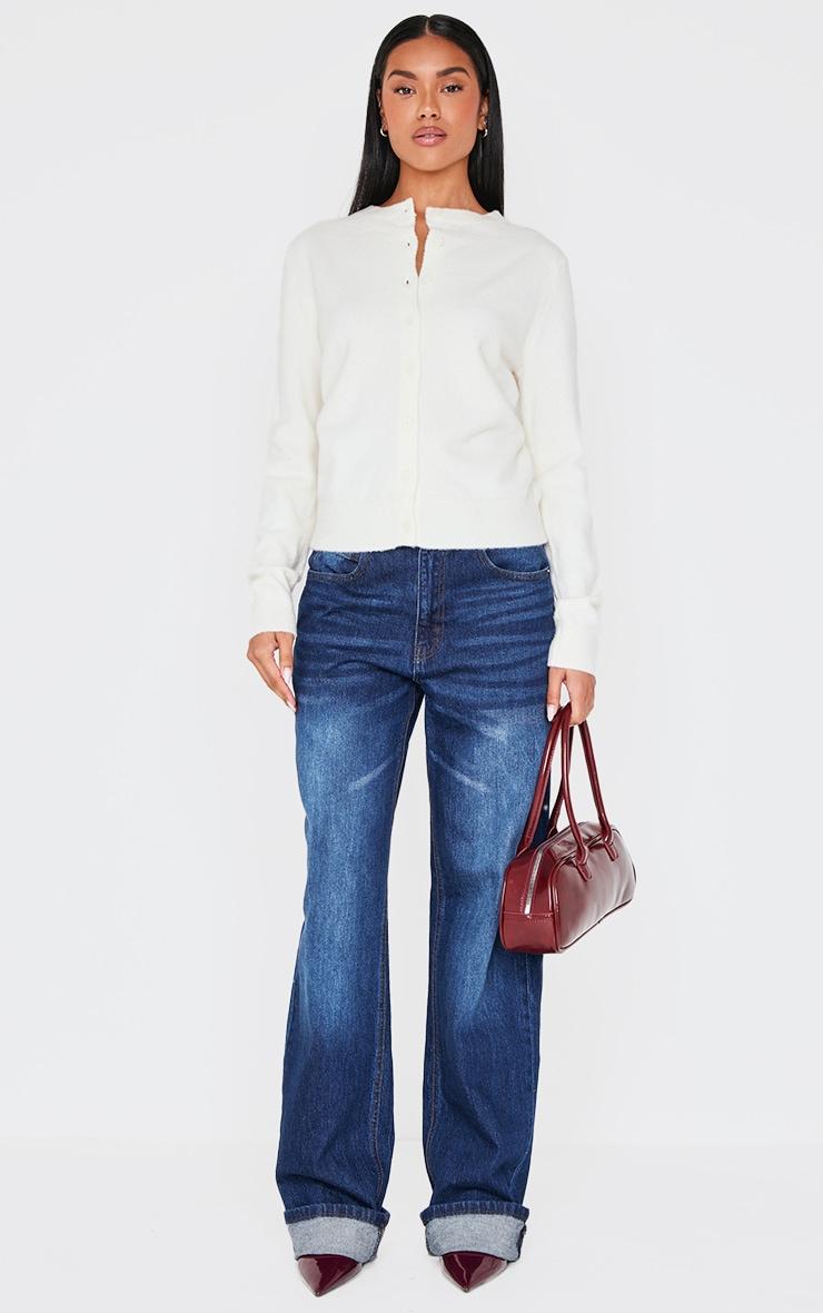 Cream Soft Knit Button Up Cardigan Product Image