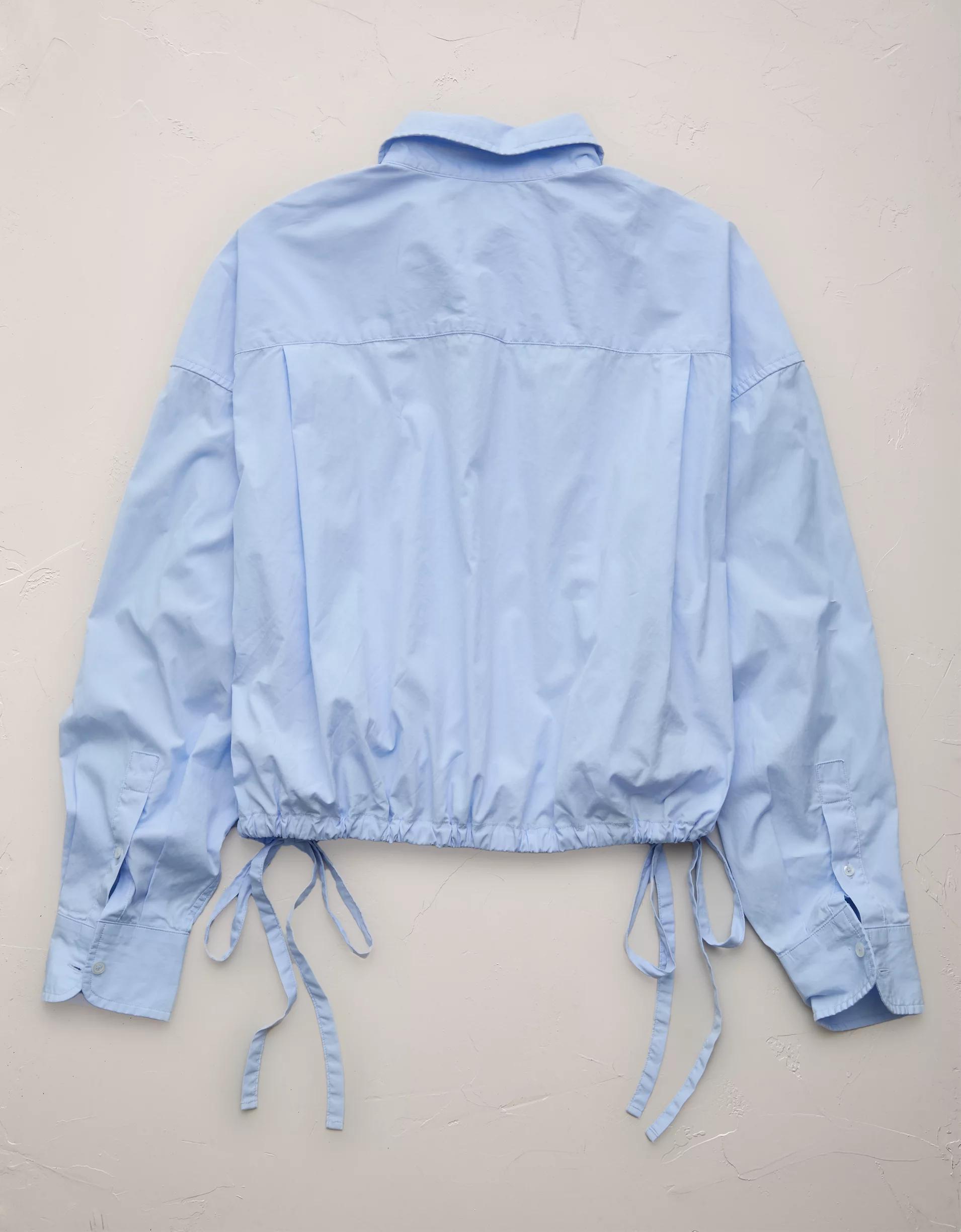 AE77 Premium Poplin Long-Sleeve Button-Up Bubble Shirt Product Image