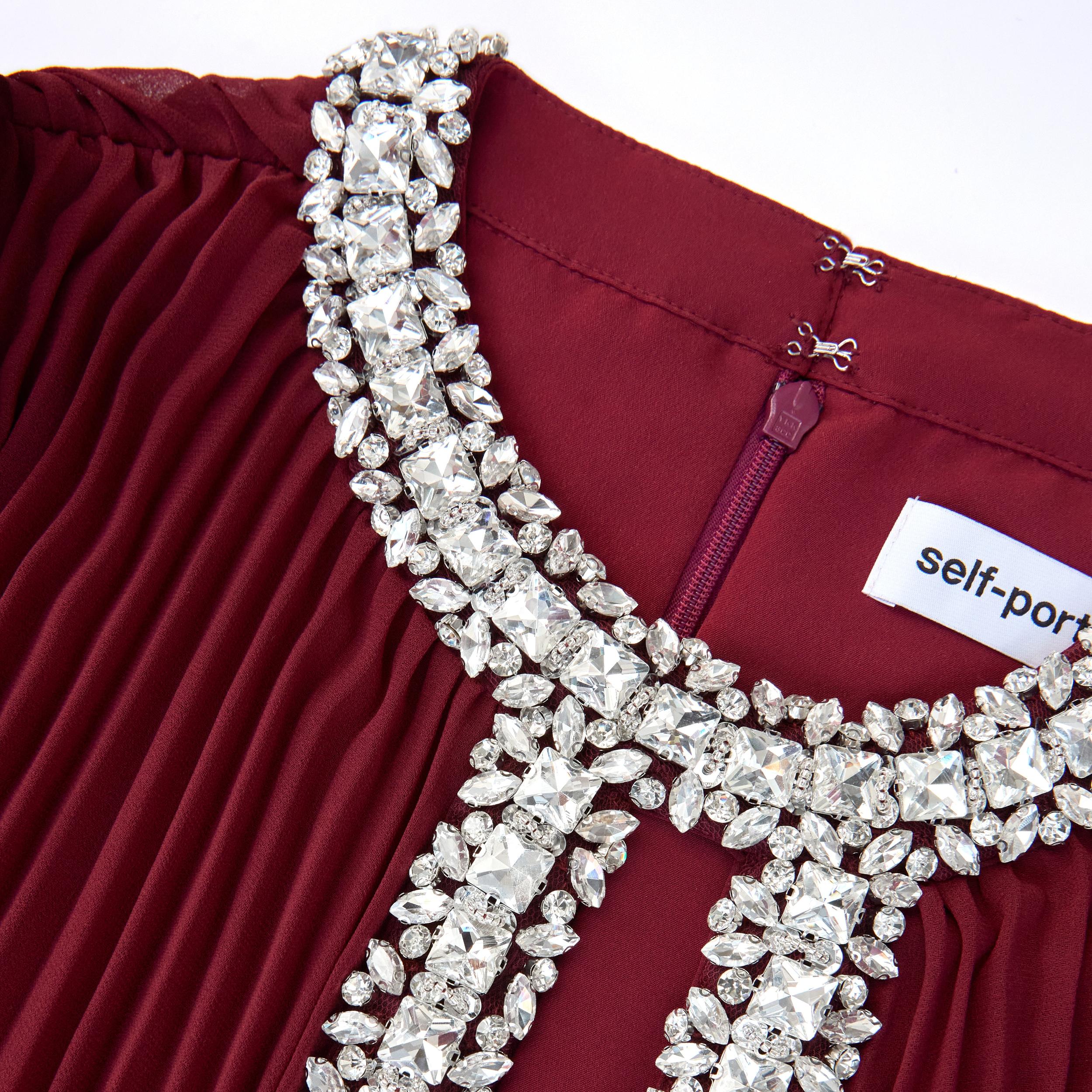 Burgundy Chiffon Feather Midi Dress Product Image