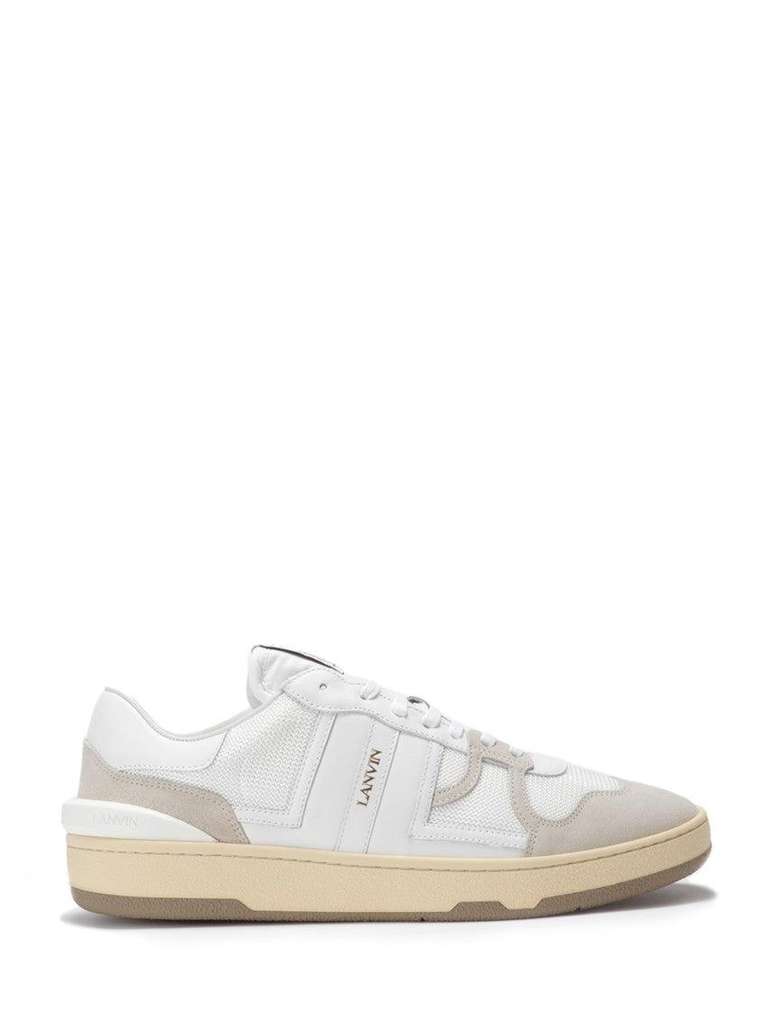 LANVIN Mesh And Leather Clay Sneakers With In White Product Image