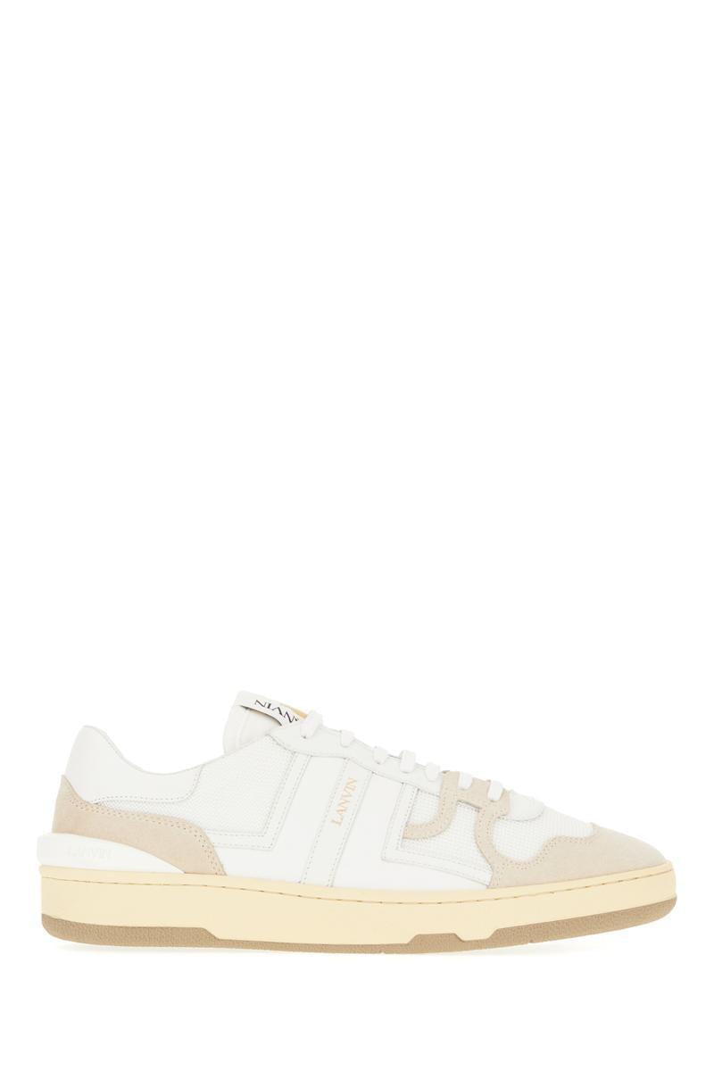 LANVIN Mesh And Leather Clay Sneakers With In White Product Image