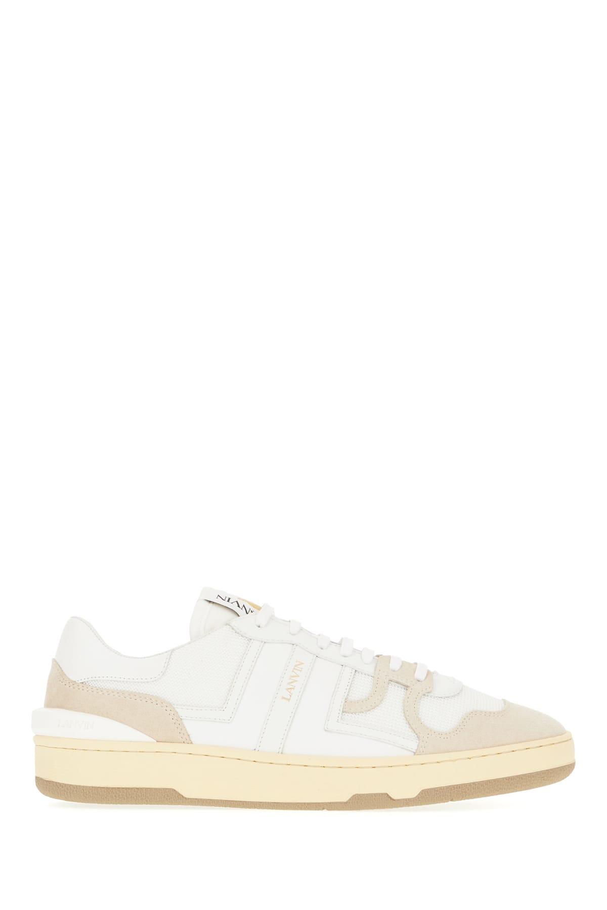 LANVIN Mesh And Leather Clay Sneakers With In White Product Image