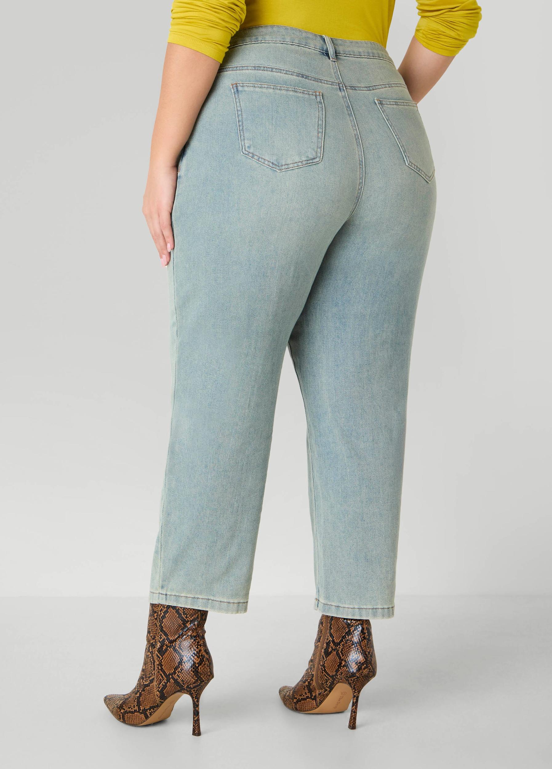 Plus Size Seam Detailed Straight Leg Jeans Ashley Stewart Product Image
