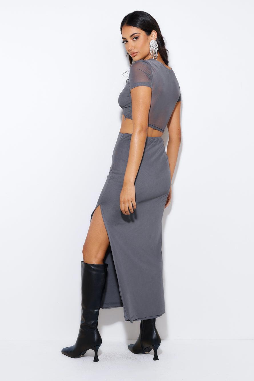 Energy For You Mesh Crop Top Grey Product Image