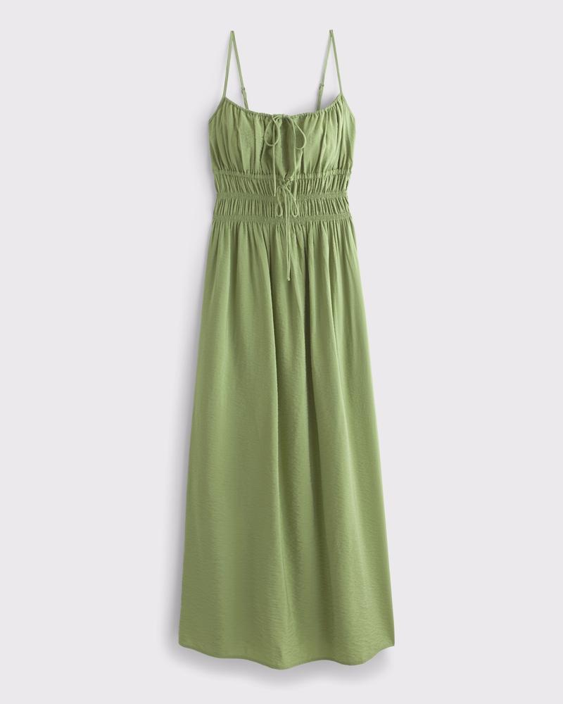 Smocked Tie-Front Maxi Dress Product Image