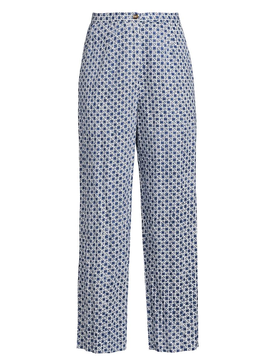 Womens Pietro Check Cotton-Linen Pants Product Image