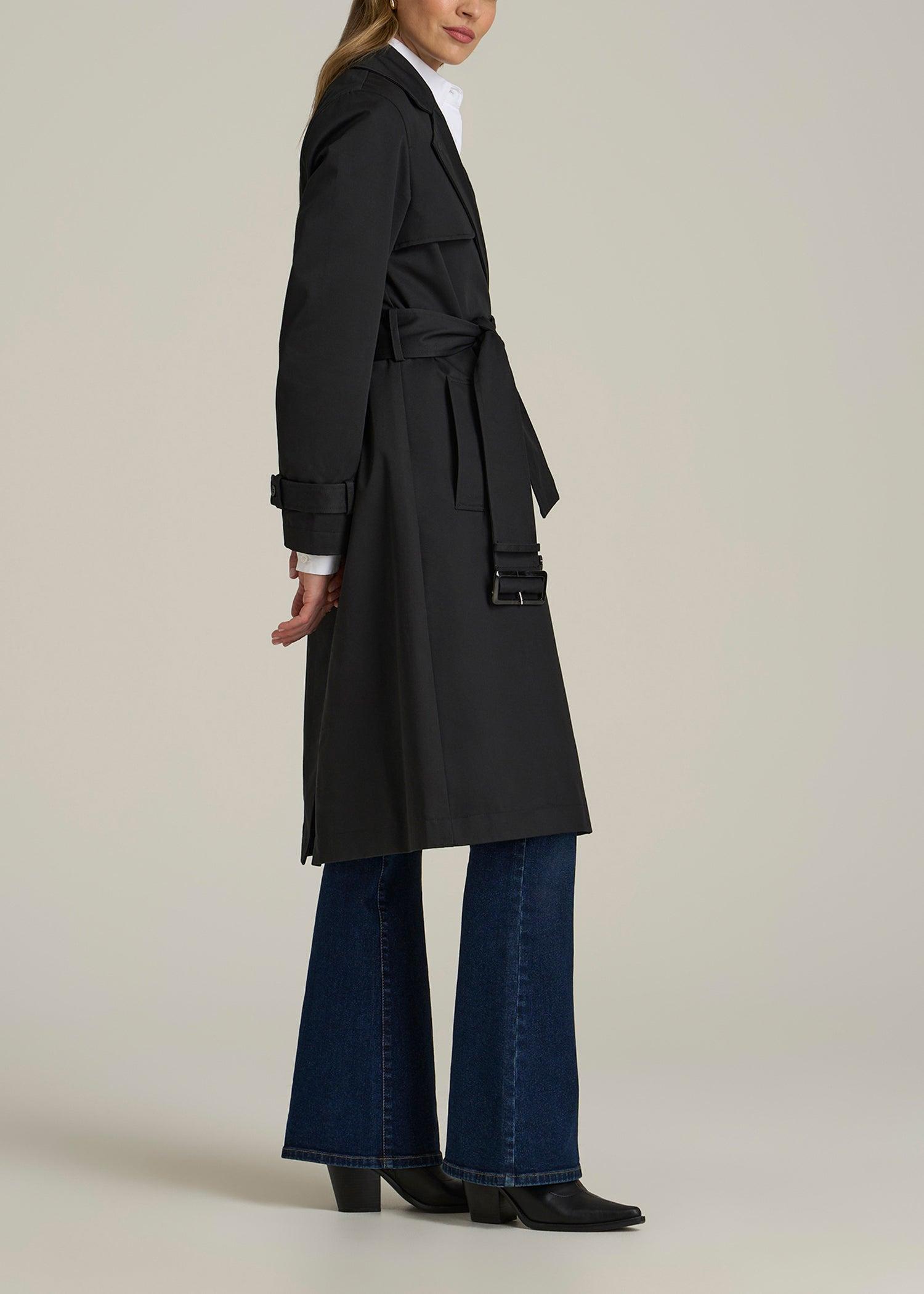 Relaxed Trench Coat for Tall Women in Black Female Product Image