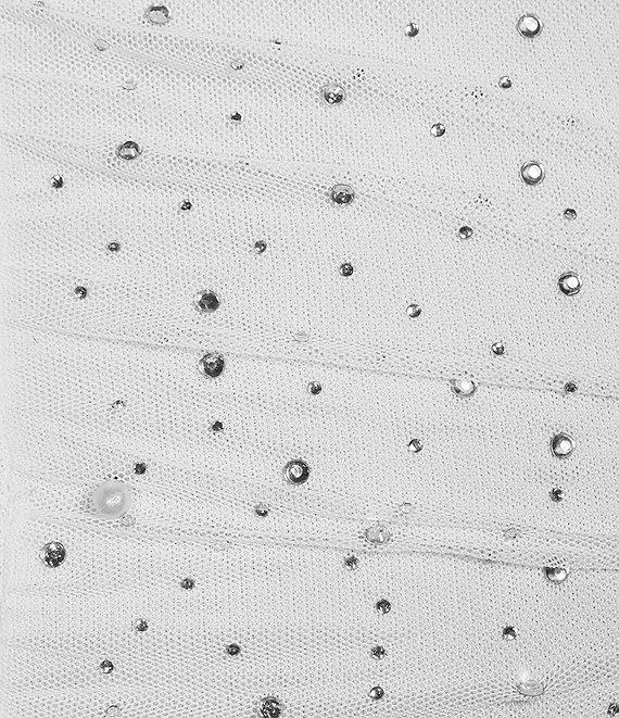 Xtraordinary Rhinestone 3/4 Mesh Sleeve Ruched Bodycon Dress Product Image