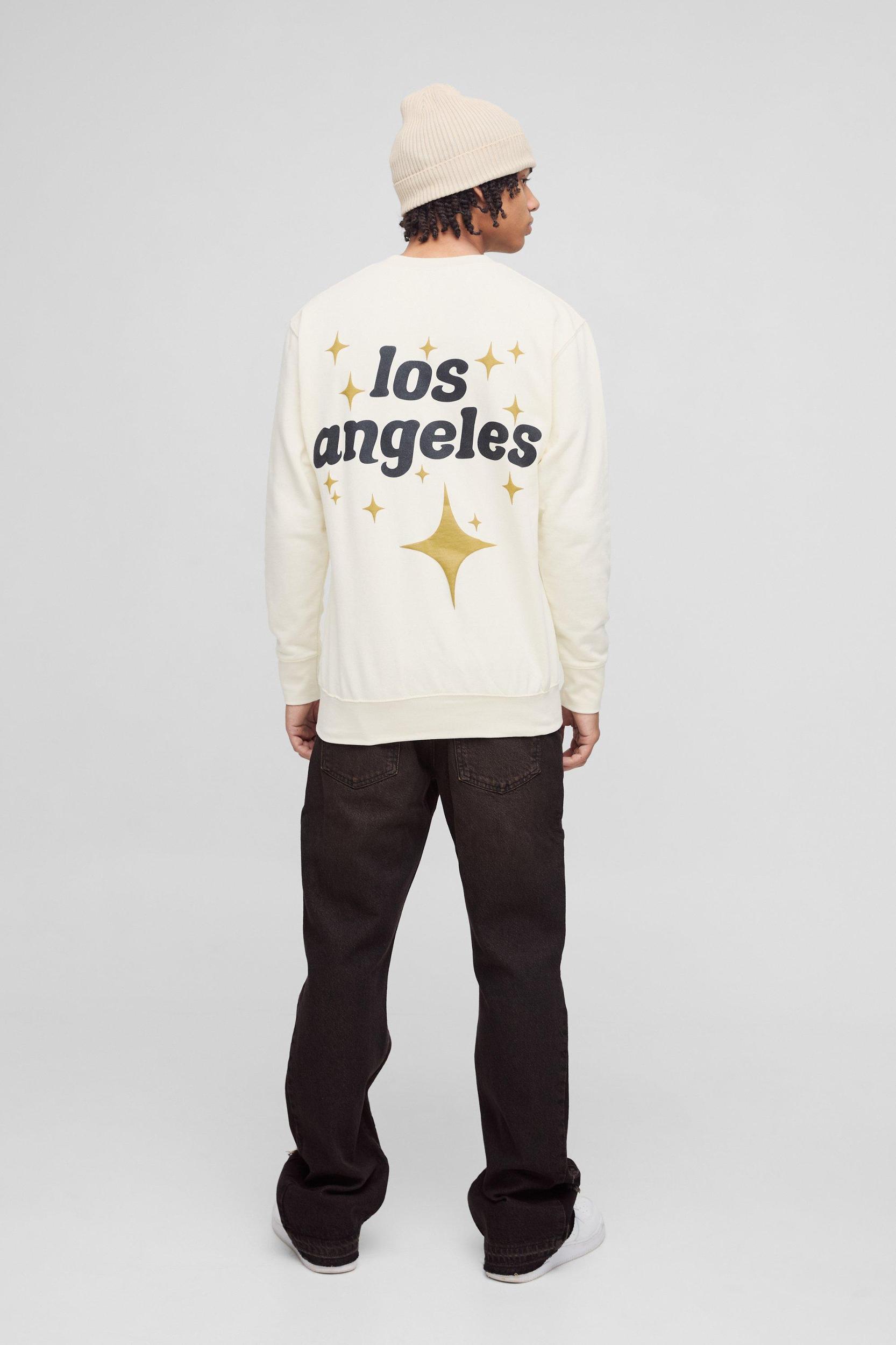 Oversized Los Angeles Puff Print Sweatshirt | boohooMAN USA Product Image