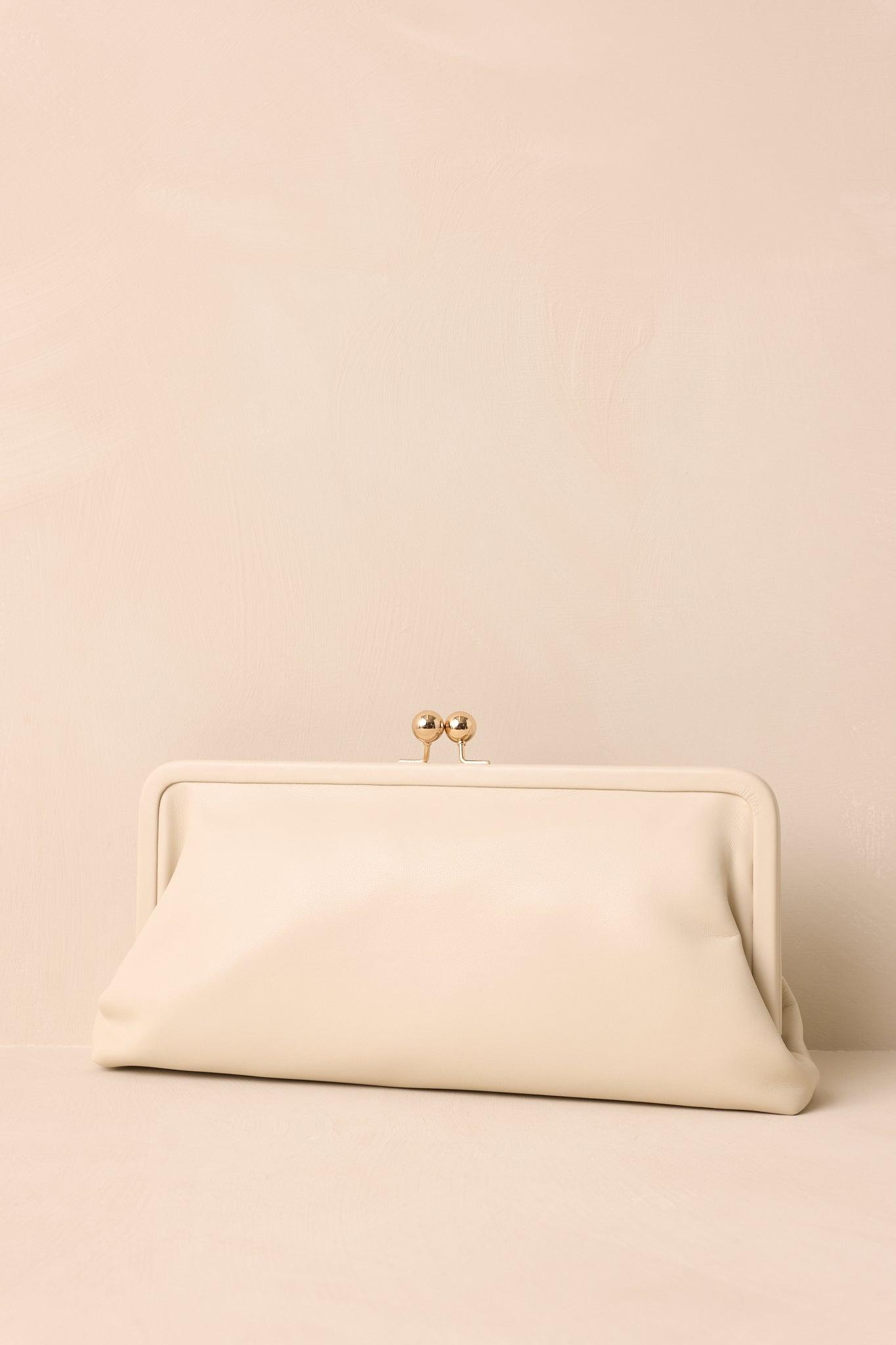 In Case You Missed It Ivory Faux Leather Clutch Handbag Product Image