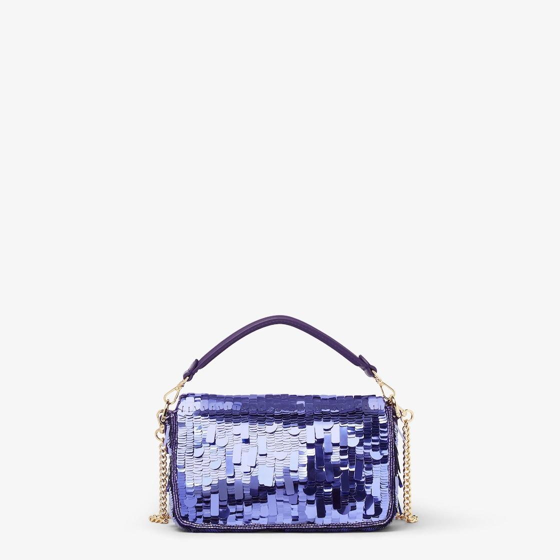 Baguette MiniBag embroidered with purple sequins Product Image