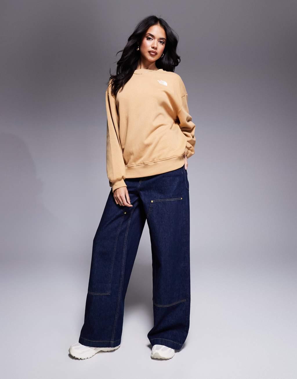 The North Face Evolution oversized crew sweatshirt in brown Product Image