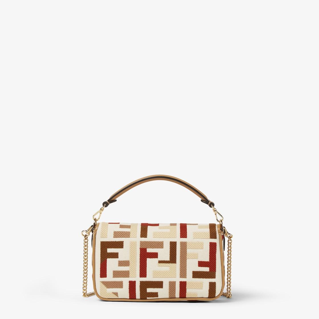 Baguette MiniCanvas bag with multicolor FF embroidery Product Image