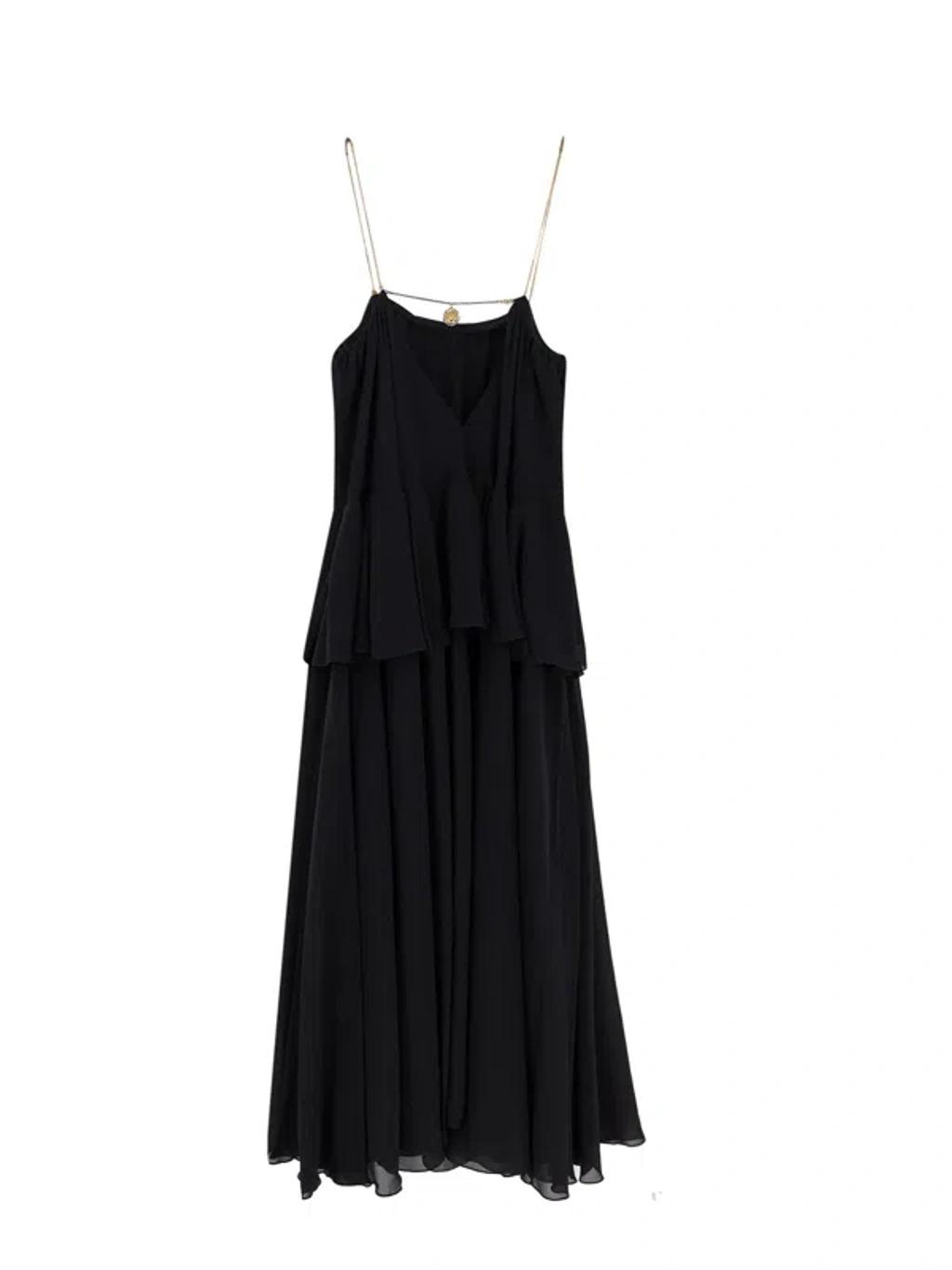 CHLOÉ Open-back Embellished Tiered Silk-georgette Maxi Dress In Black Product Image