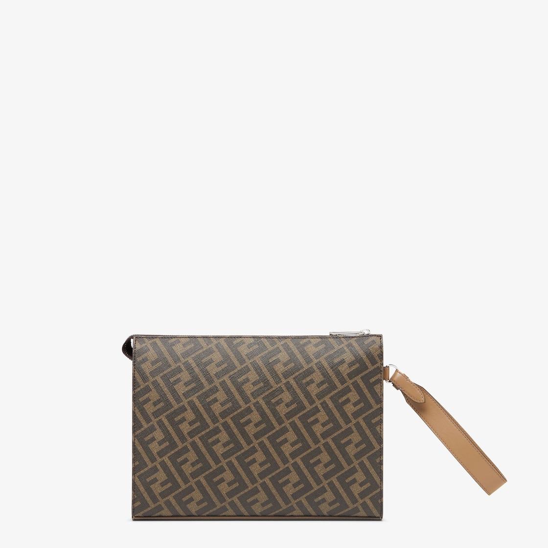 Fendi Diagonal Flat PouchMulticolor leather pouch Product Image