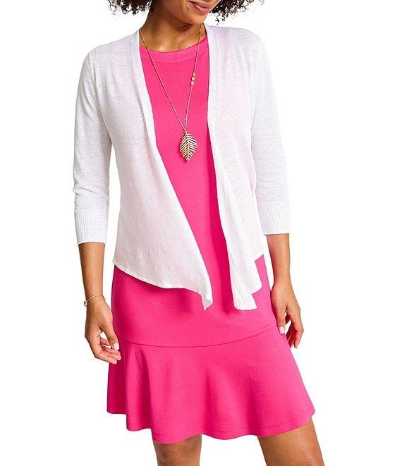 Tommy Bahama Linen Blend Open Front 3/4 Sleeve Cardigan Product Image