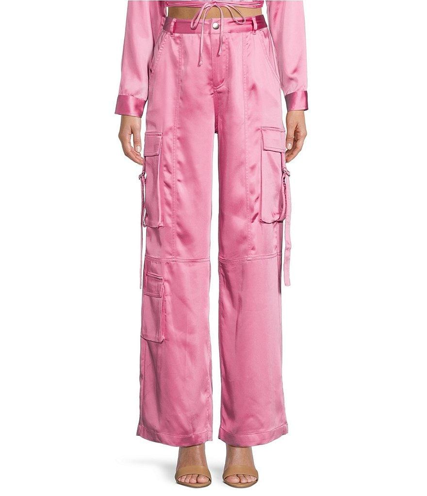 GB High Rise Coordinating Satin Cargo Pants Product Image
