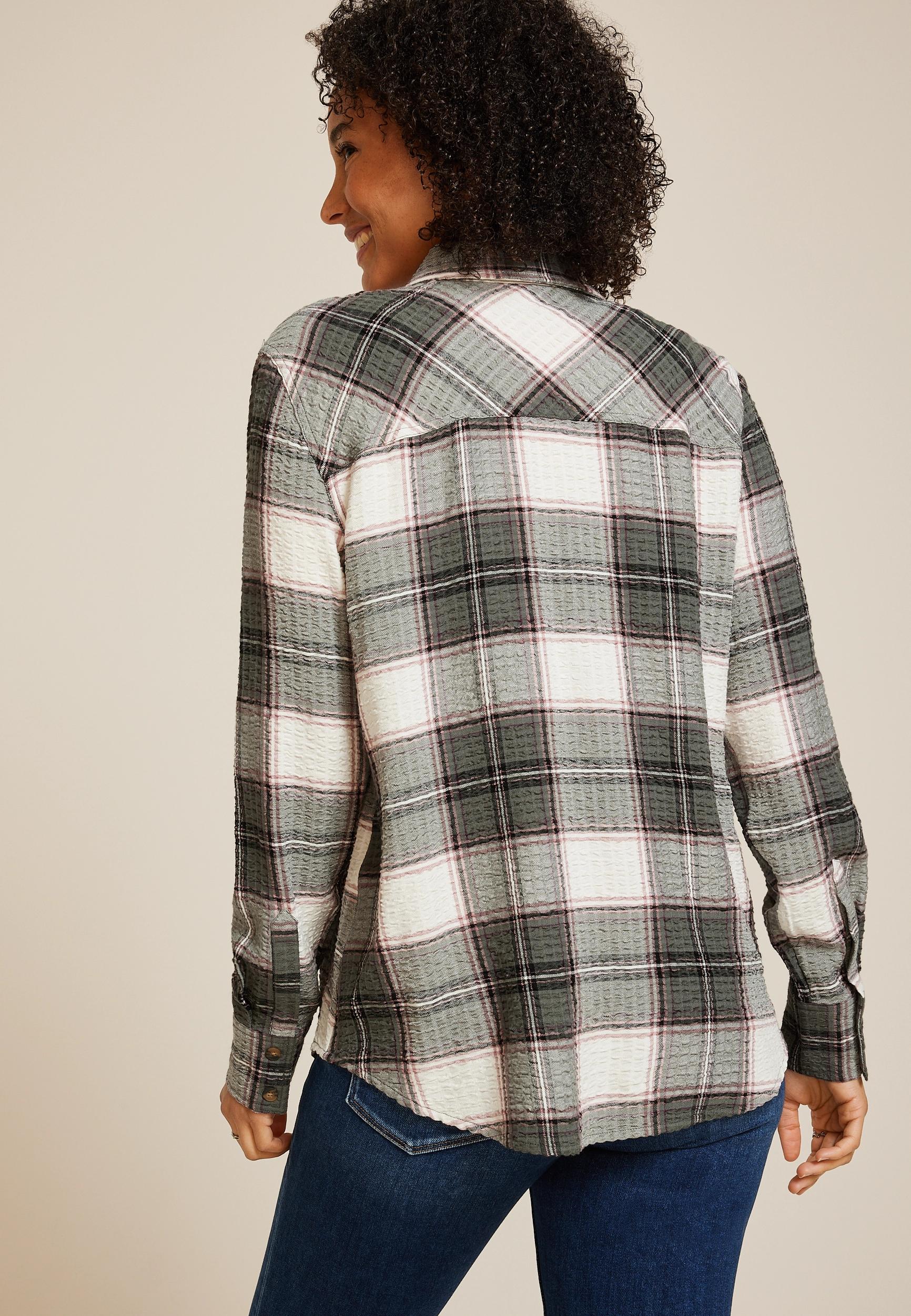 Pucker Plaid Button Down Shirt Product Image