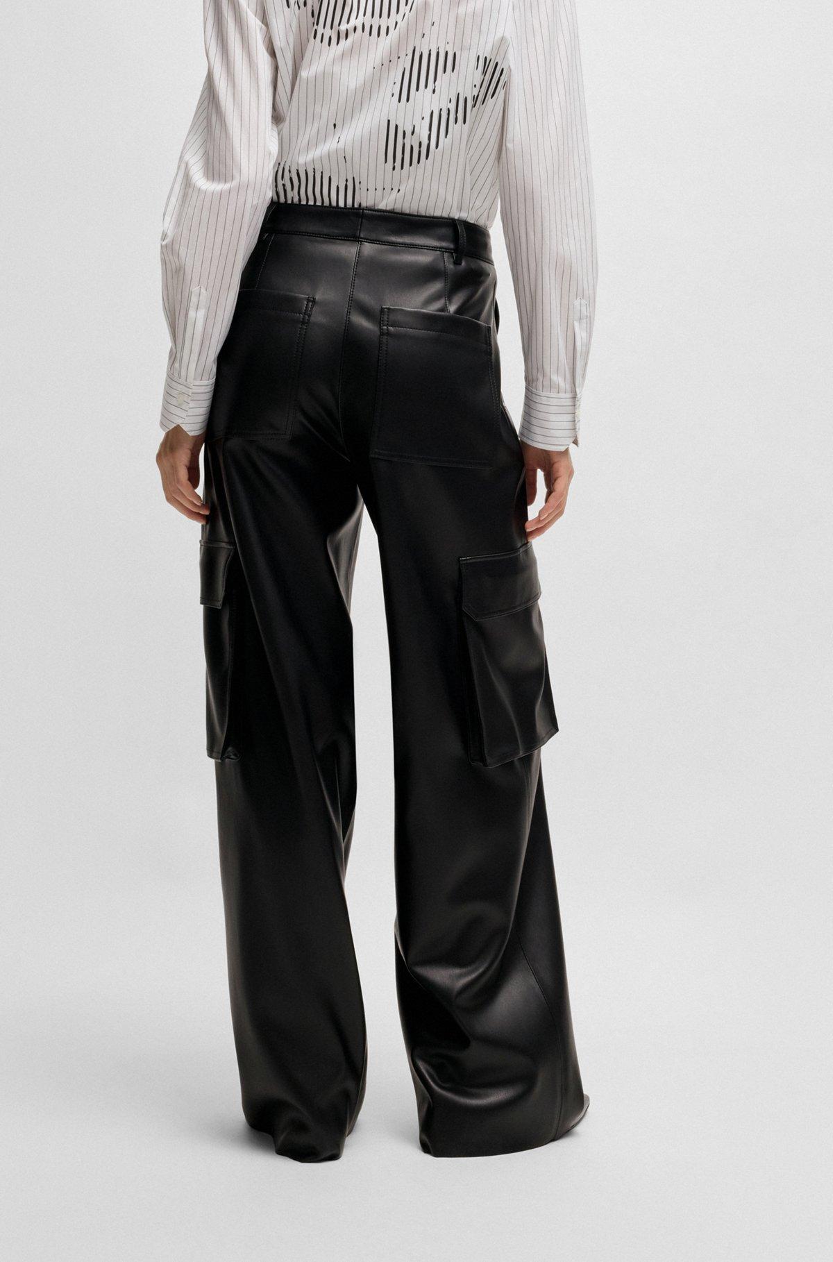 Loose-fit cargo trousers in faux leather Product Image
