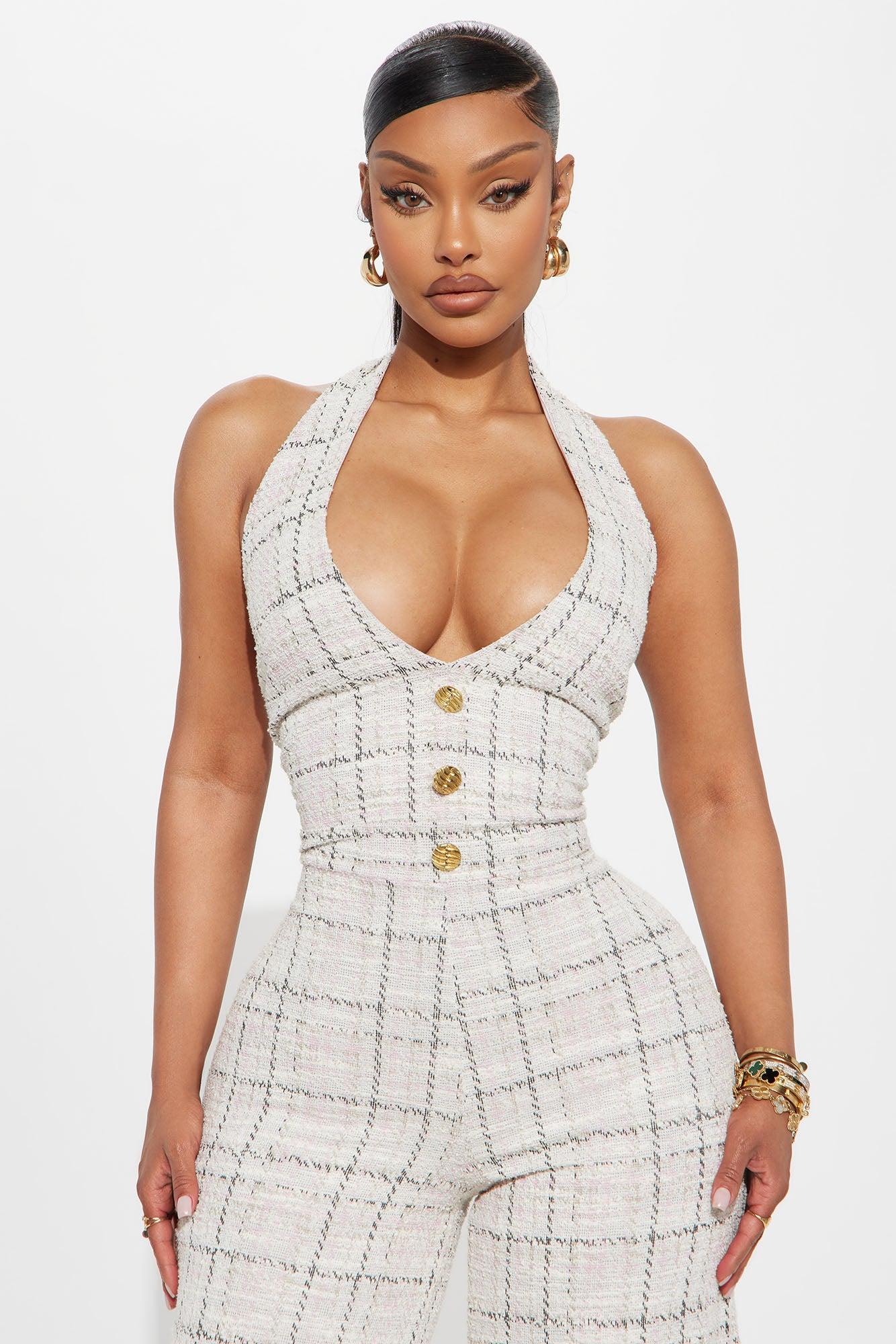 Chelsea Tweed Halter Jumpsuit - Pink Product Image