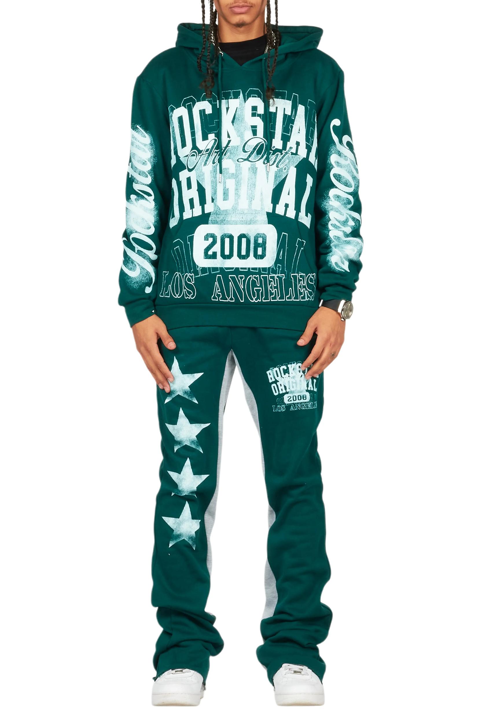 Greil Dark Green Hoodie/Baggy Track Pant Set Male Product Image