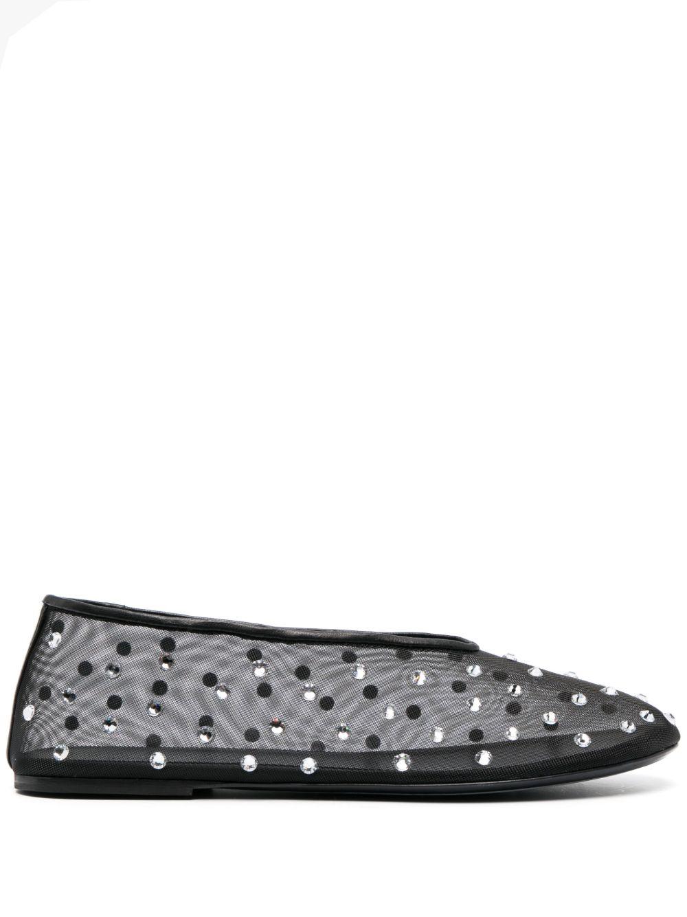 KHAITE Marcy Crystal-embellished Mesh Flats In Black Product Image