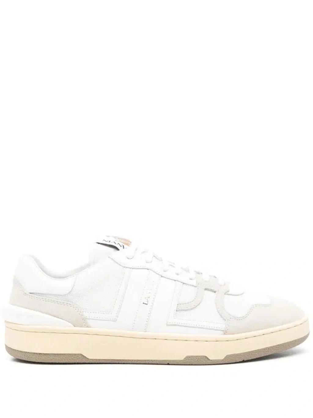 LANVIN Mesh And Leather Clay Sneakers With In White Product Image