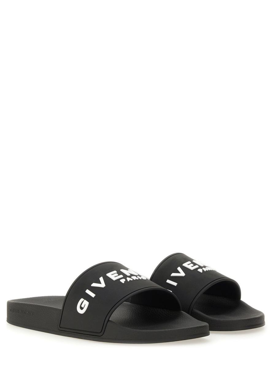 Black Logo-Print Pool Slides Product Image