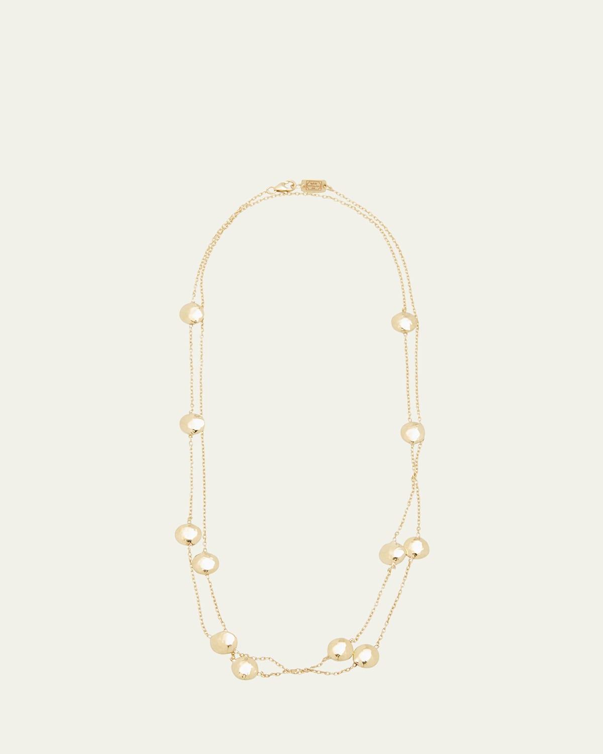 Long Hammered Pinball Layering Necklace in 18K Gold Product Image